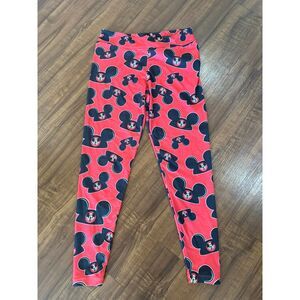 Disney Parks Exclusive Mickey Club Ears Hat Icon Logo Leggings Size Large Red